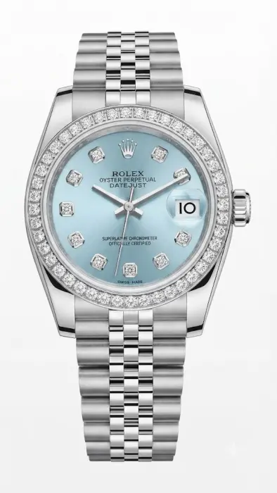 ROLEX SILVER METAL - BABY BLUE DIAL - DIAMOND MARKS & FRAME - J (Z) - MQ image 0