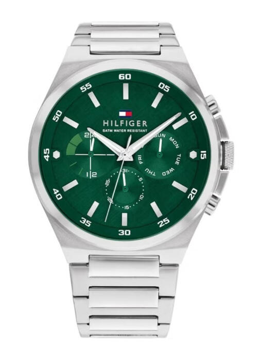 TOMMY HILFIGER METAL SILVER - GREEN  DIAL - CHRONOGRAPH image 0