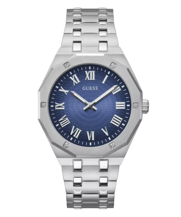 GUESS SILVER METAL - DARK BULE DIAL image 0