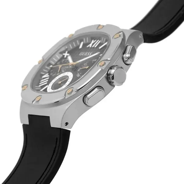 GUESS BLACK  RUBBER - SILVER FRAME - BLACK DIAL GW0571G1 image 1