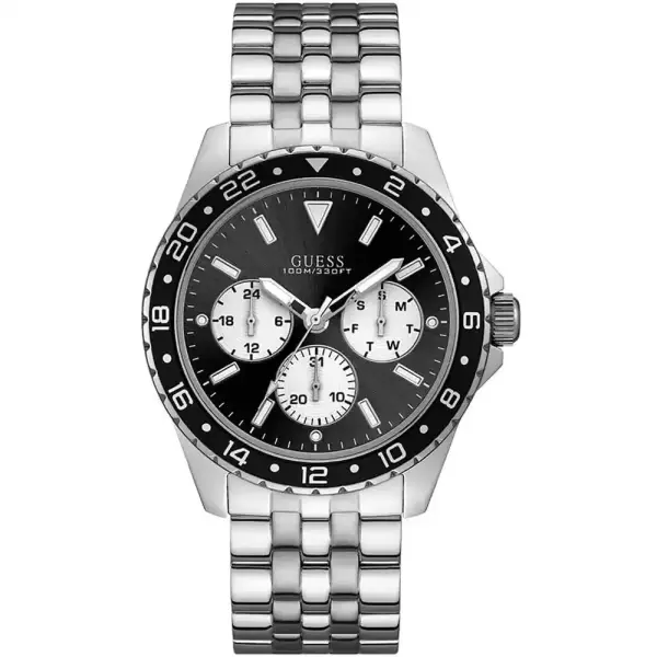 GUESS SILVER METAL - BLACK DIAL - WHITE CHRONOGRAPH  image 0