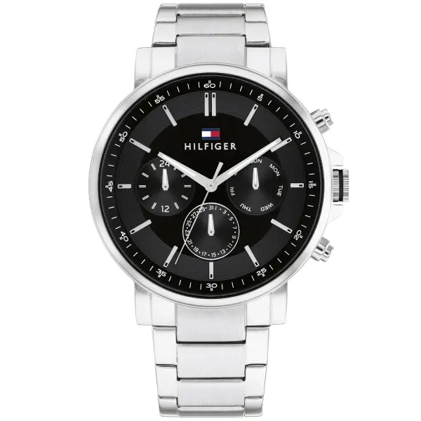TOMMY METAL SILVER - BLACK DIAL - CHRONOGRAPH  image 0