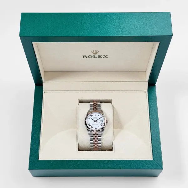  Rolex Datejust 31mm Roman Two-Tone rose gold Jubilee White Dial sc image 3