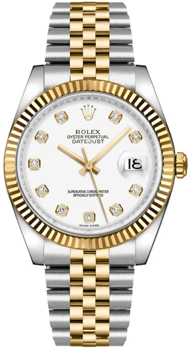 ROLEX DATE JUST TWO TONE GOLD X SILVER WHITE DIAL WITHE DIAMOND - R image 0