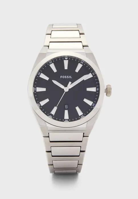 Fossil Men's Silver Watch, Black Dial | Fs5821 image 0