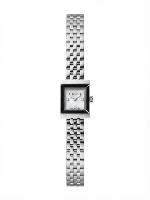 GUCCI FOR HER SILVER WITH WHITE DIAL BLACK FRAME  image 0