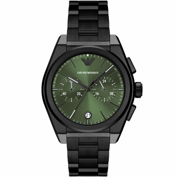 EMPORIO ARMANI METAL BLACK - GREEN DIAL image 0
