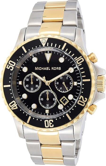 MICHEAL KORS TWO TONE GOLD X SILVER - BLACK DIAL - FOR MEN  image 0