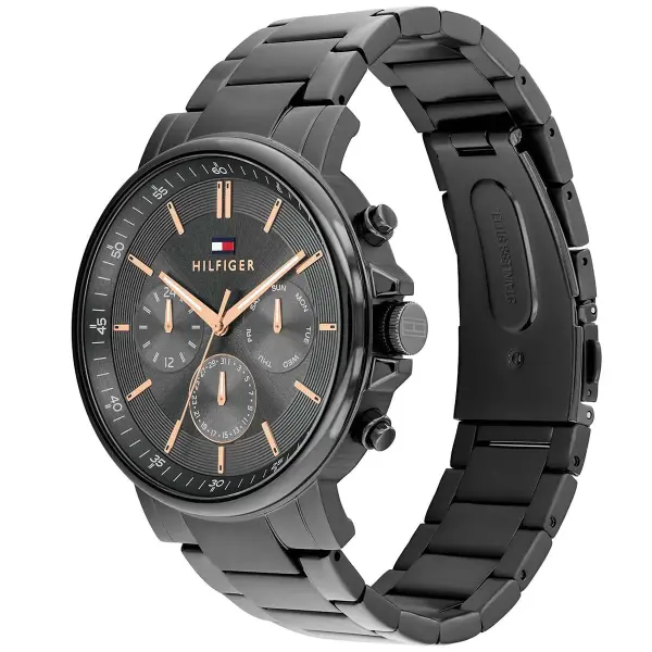 TOMMY HILFIGER METAL BLACK - BLACK DIAL - CHRONOGRAPH image 1