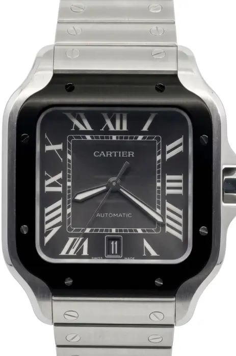 CARTIER SANTOS  METAL - BLACK DIAL (LINES) - MQ  image 0