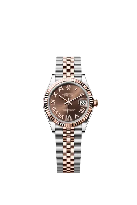 DATE JUST TWO TONE ROSE GOLD WITH CHOCLATE DIAL ROMAN NUMBER -SC image 0