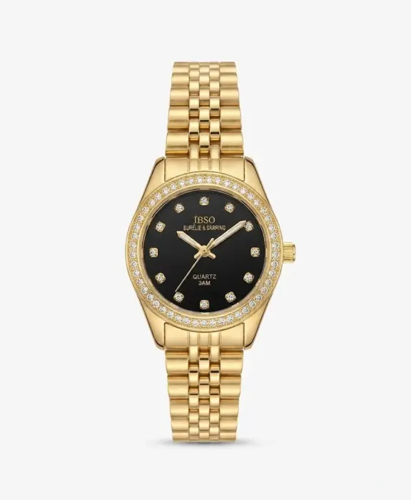 IBSO FULL GOLD BLACK DIAL WITH DIMOND  image 0