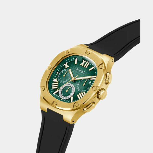 GUESS RUBBER BLACK- GREEN DIAL - FRAME GOLD - CHRONOGRAPH image 2