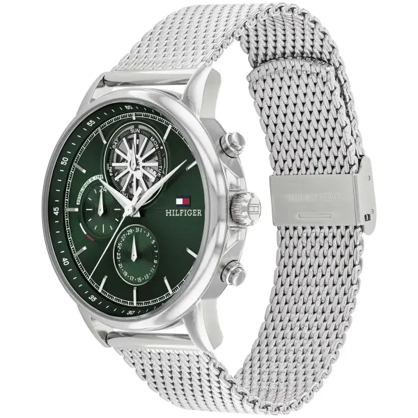 TOMMY HILFIGER METAL SILVER - GREEN DIAL - CHRONOGRAPH image 1
