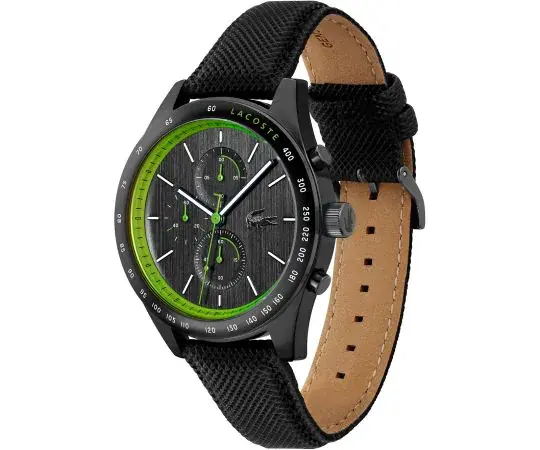 LACOSTE LEATHER BLACK - GREEN ACCENT  image 1