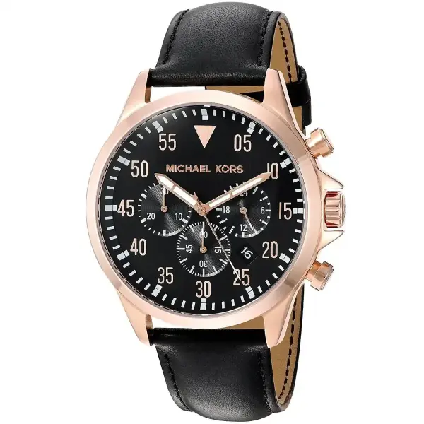 MICHEAL KORS LEATHER BLACK - BLACK DIAL  image 1