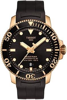 Tissot SEASTAR BLACK RUBBER - BLACK DIAL - GOLD FRAME image 0