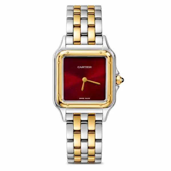 CARTIER PANTHERE TWO TONE large  SILVER X GOLD - RED DIAL -MQ image 0