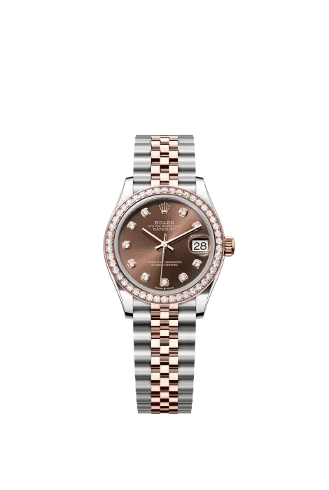 DATE JUST TWO TONE ROSE GOLD DIAMOND FRAME  WITH CHOCLATE DIAL -SC image 0