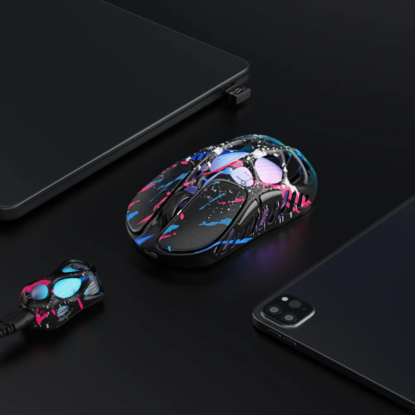 GravaStar Mercury X Pro Wireless Gaming Mouse with 8K Dongle Special Edition - Neon Graffiti image 4