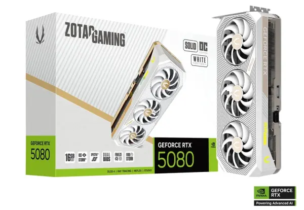 ZOTAC GAMING GeForce RTX 5080 SOLID OC Graphic Card - White image 0