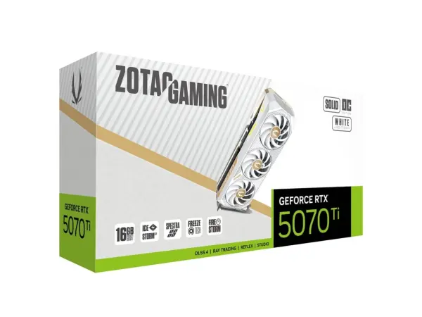 ZOTAC GAMING GeForce RTX 5070 Ti SOLID CORE OC 16GB Graphic Card - White image 5