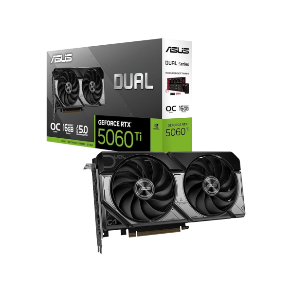 ASUS Dual Nvidia GeForce RTX 5060 Ti 16GB OC Graphics Card - Black image 0