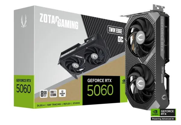 ZOTAC GAMING Nvidia GeForce RTX 5060 Twin Edge 8GB OC Graphics Card - Black image 0