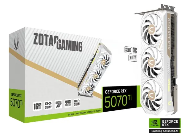 ZOTAC GAMING GeForce RTX 5070 Ti SOLID CORE OC 16GB Graphic Card - White image 0