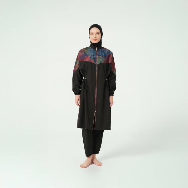 525-مايو أسود مع توب طويل بتصميم شبك image 0