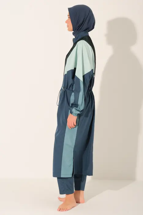 530-بوركيني رياضي بخطوط – بترولي image 1