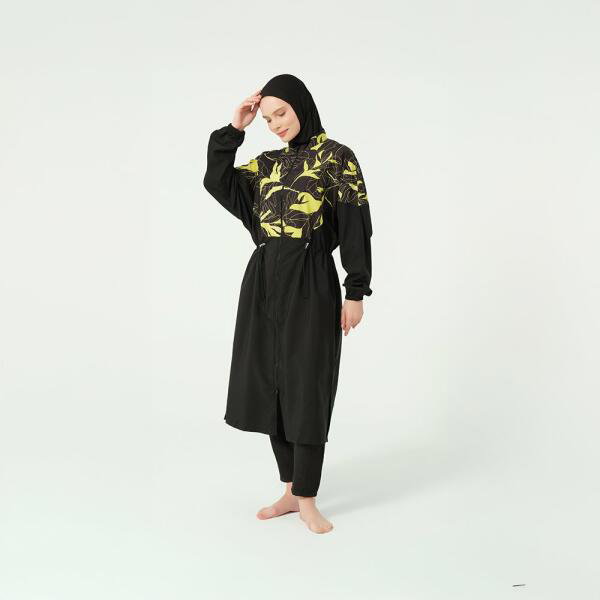 528-مايو أسود مع لون اخضر على التوب طويل image 2