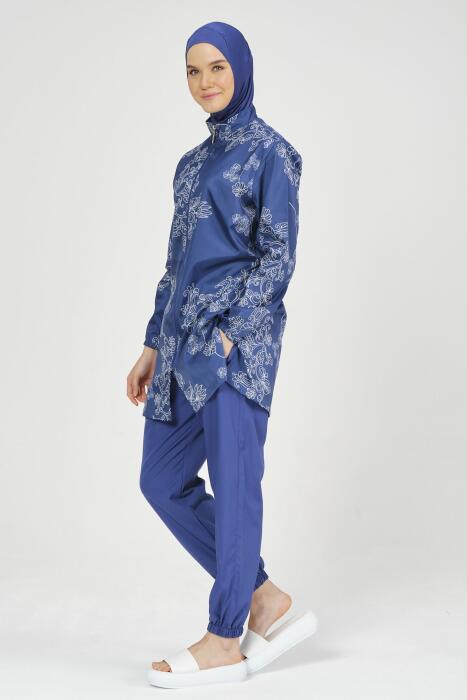 235-أزرق ورد أبيض image 3