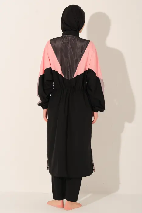 530-اسود - بوركيني رياضي بخطوط  image 3