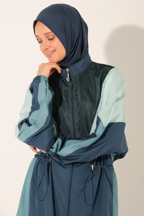 530-بوركيني رياضي بخطوط – بترولي image 3