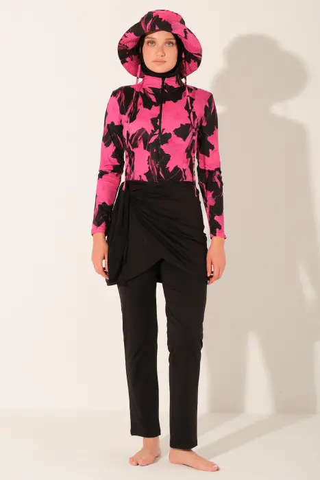664-بوركيني تدفّق الأزهار فيت – فوشيا image 0
