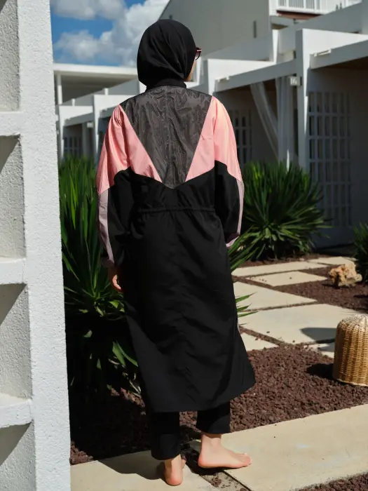 530-اسود - بوركيني رياضي بخطوط  image 10