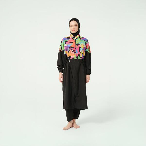 522-مايو وتربروف أسود طويل مع توب ملون image 0