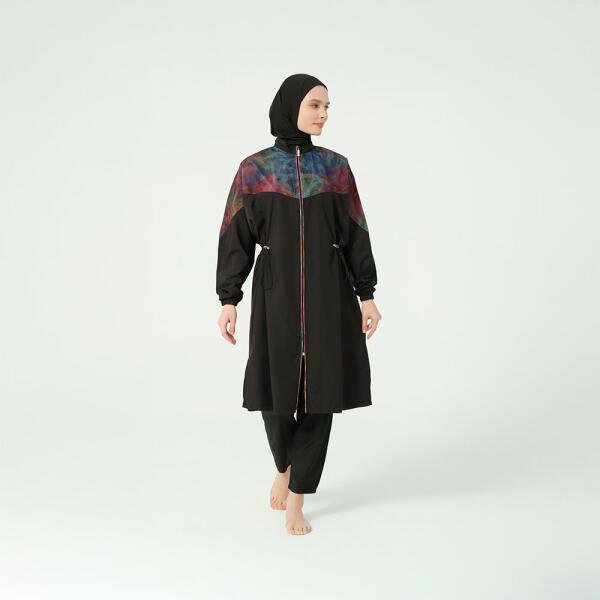 525-مايو أسود مع توب طويل بتصميم شبك image 5