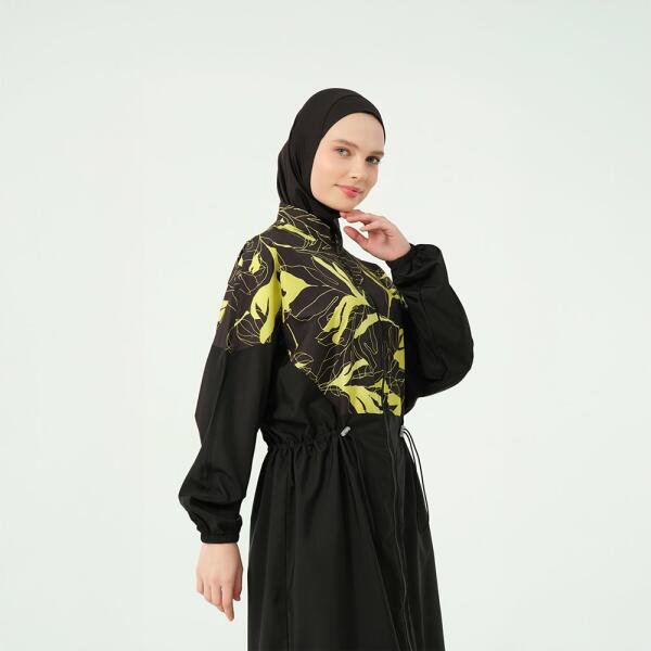 528-مايو أسود مع لون اخضر على التوب طويل image 3