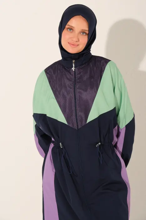 530-بوركيني رياضي بخطوط – كحلي image 4