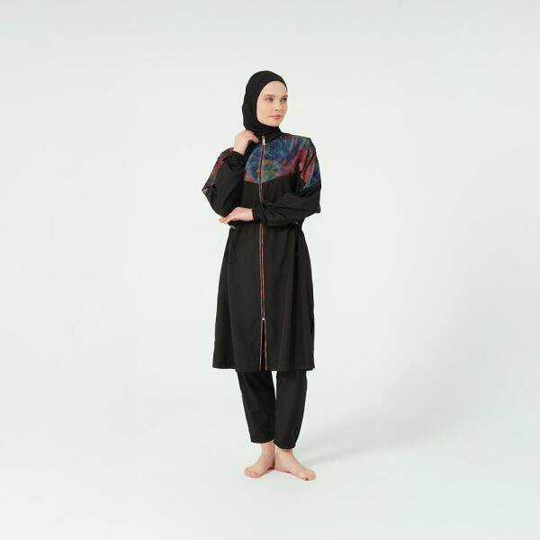 525-مايو أسود مع توب طويل بتصميم شبك image 4