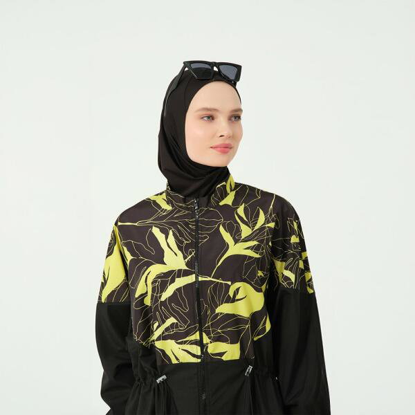 528-مايو أسود مع لون اخضر على التوب طويل image 7