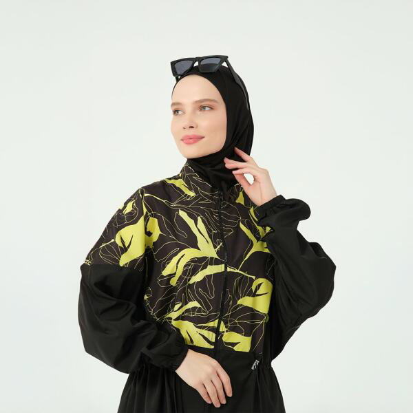 528-مايو أسود مع لون اخضر على التوب طويل image 8