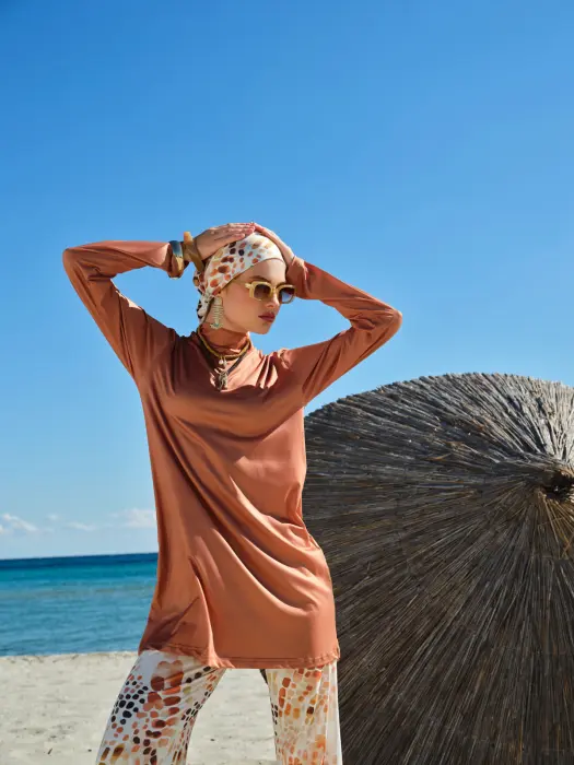 612-بوركيني جيب كلوت ناعم قرفه  image 6
