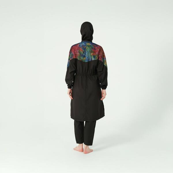 525-مايو أسود مع توب طويل بتصميم شبك image 2