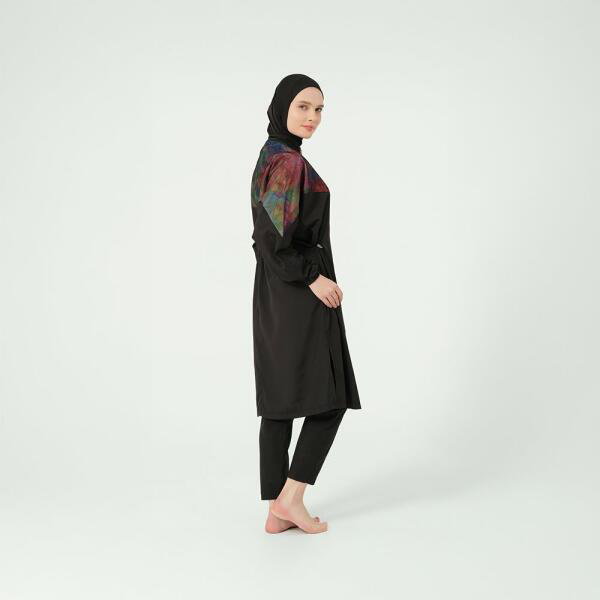 525-مايو أسود مع توب طويل بتصميم شبك image 3