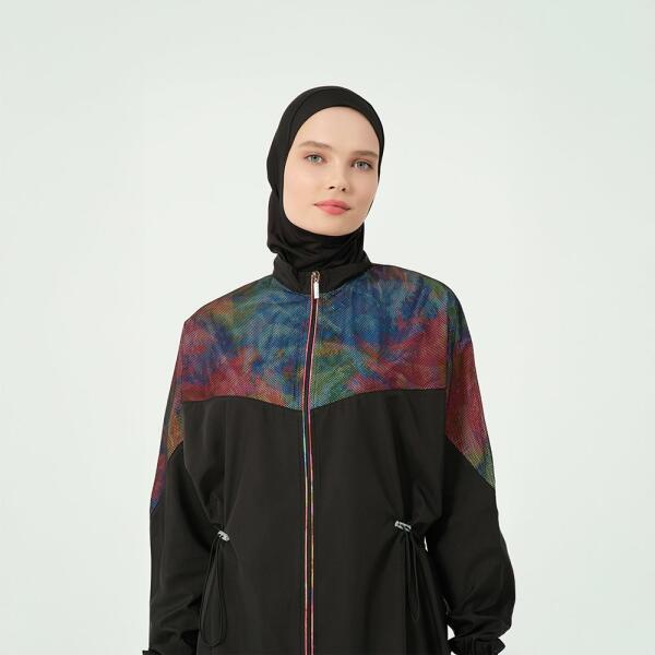 525-مايو أسود مع توب طويل بتصميم شبك image 6