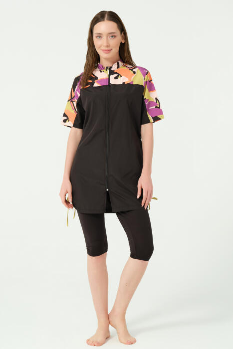 754-black short sleeve waterproof color top B image 0