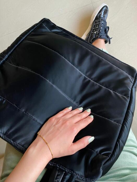 BLACK CHAMOIS PUFFY HANDBAG image 1